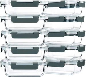 10-Pack,22 Oz Glass Meal Prep Containers,Glass Food Storage Containers with Lids - Picture 1 of 7