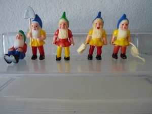 Vintage Dwarf Mini Plastic Figures Cake Toppers Gnomes Set of (5) - Picture 1 of 9