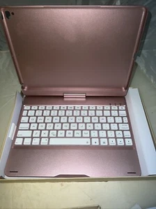 Babg Wireless Keyboard Case For iPad 9.7 360 Rotation Rose Gold Backlit Colors - Picture 1 of 7