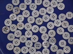 Vtg White Opaque Shell 4-Hole Buttons w/ Character Raised Edge 15mm Lot of 6 AA8 - Picture 1 of 9