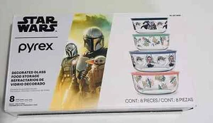 Star Wars Pyrex Decorated Glass food storage 8 piece set-NEW - Picture 1 of 3