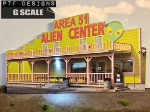 G Scale AREA 51 ALIEN VISTOR CENTER Scratch Built (Flat) Background Building - Picture 1 of 9