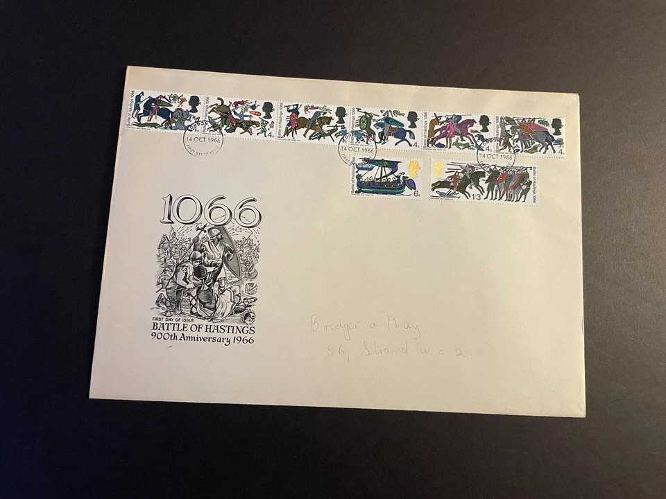 Great Britain 1966 FDC +Battle of Hastings SG#705-712 +Mono-Color Cachet +Jumbo - Image 1 of 1