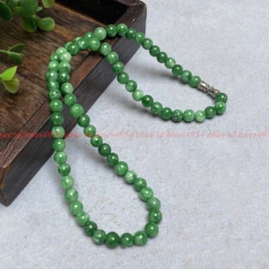 Natural 6/8/10mm Green Jade Jadeite Gemstone Round Beads Necklaces 16-28in - Picture 1 of 9