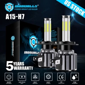 IRONWALLS 6 Sides H7 LED Headlight High Beam 6000K For Hyundai Sonata 2011-2014 - Picture 1 of 12