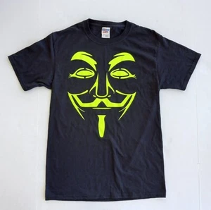 V For Vendetta Neon Line Mask Black Short Sleeve T-Shirt Size Small - Picture 1 of 2