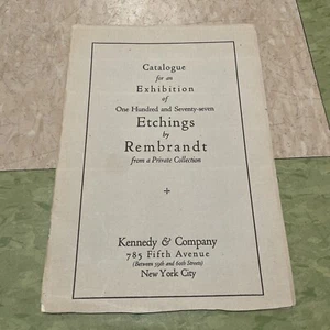 1929 Art Catalog Rembrandt Exhibition of Etchings 5th Ave. NYC Private Collect - Picture 1 of 8