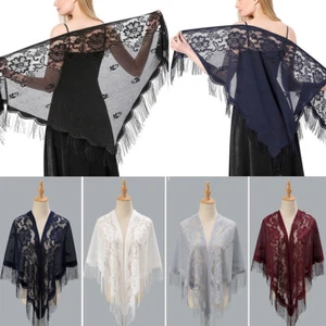 Women Mesh Sequin Metallic Party Occasion Prom Wedding Shawl Scarf with Fringe ☋ - Picture 1 of 24