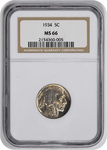 1934 Buffalo Nickel MS66 NGC Cover