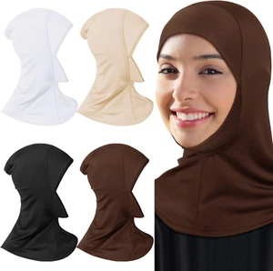 4 Pieces Modal Hijab Cap Adjustable Muslim Stretchy Turban Full Cover Shawl Cap - Picture 1 of 11