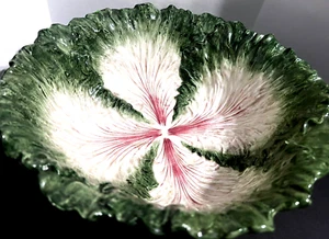Fitz and Floyd 12.75" Lettuce Serving Bowl Green/White/Red Made Malaysia Collect - Picture 1 of 11