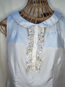 WAREHOUSE Vintage Beautiful Ruffle Front Blouse Cream / Ivory Size 12 - Picture 1 of 11
