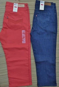 LEVI'S QUALITY DEMI CURVE CLÁSICO MUJER CAPRI ELÁSTICO JEANS LISTA $48 - Imagen 1 de 14