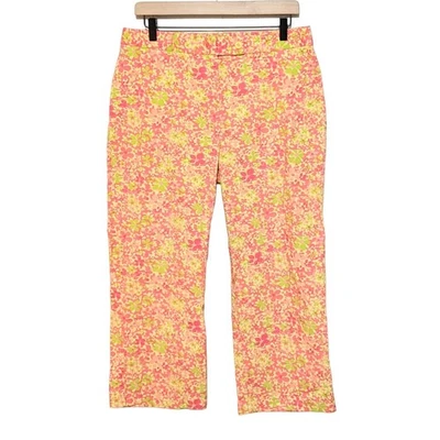 Pantalones Lands' End para mujer 12 florales recortados rosa naranja Bloomcore Cottagecore Boho Foto 1 de 4