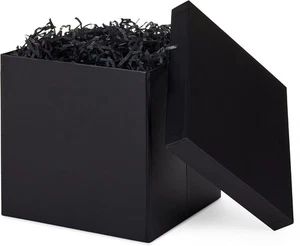 Hallmark Medium Gift Box with Lid and Shredded Paper Fill (Black 7 inch Box) for - Picture 1 of 4