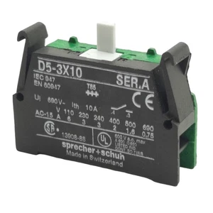 Sprecher & Schuh D5-3X10 Ser A Pushbutton Contact Block 22mm, 1NO, 690VAC 10A - Picture 1 of 8