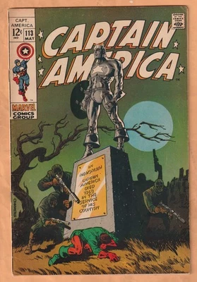 Marvel CAPTAIN AMERICA No. 113 (1969) Steranko Cover & Art! FN- - Image 1 of 2