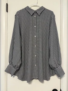 Blusa Top Camisa Ralph Lauren Chaps Para Mujer Plus L/S Pata de Gallo Botón Delantero 2X - Imagen 1 de 9
