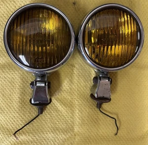 VTG Amber Color Fog Lights PM-405 Incased Chrome With Brackets Untested - Picture 1 of 17