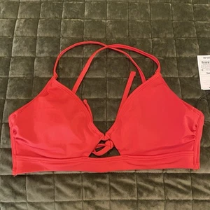 NWT Shade & Shore Size 34C Red Crisscross Triangle Halter Bikini Top Swim Suit - Picture 1 of 14