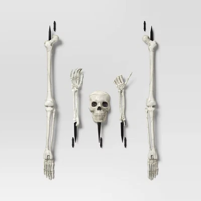 HYDE AND EEK! BOUTIQUE 5pc Skeleton Parts Stake Lights Halloween Decorative Prop Off White - Hyde
