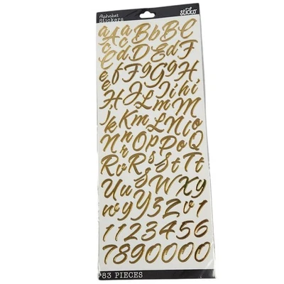 Sticko Gold Brush Stroke Small Alphabet Stickers eksuccess 52-38160 83 Pieces - Image 1 of 4