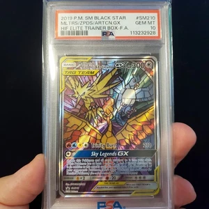 2019 POKEMON SM BLACK STAR PROMO FULL ART/MOLTRES & ZAPDOS & ARTICUNO GX PSA 10 - Picture 1 of 2