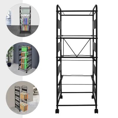 Carro archivador rodante nuevo-4 niveles, archivador móvil con 4 ruedas, metal Foto 1 de 4