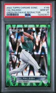Cal Raleigh RC PSA 10 2022 Topps Chrome Sonic Green Raywave Refractor /199 - Picture 1 of 2