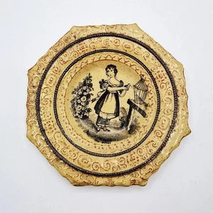 FRÜHE VIKTORIANISCHE TRANSFERKERAMIK DIE TAUBEN KINDER TELLER um 1847 DRACHEN RAUTENMARKE - Bild 1 von 5