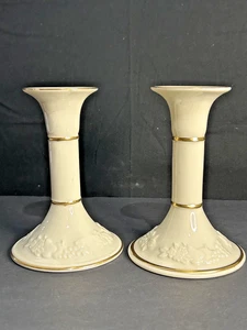 "Par de candelabros de porcelana Lenox Fruits Of Life 5,25"" usados en excelente estado" - Imagen 1 de 7