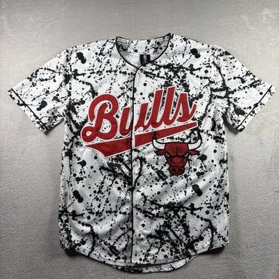 Chicago Bulls #66 Men’s M NBA Baseball Style Jersey Paint Splatter Button #1169 - Image 1 of 4