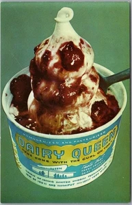 Vintage 1960s DAIRY QUEEN Advertising POSTCARD Ice Cream Sundae in Cup / UNUSED - Picture 1 of 2