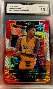 Brandon Ingram Rookie Card 2016 Select Basketball Tri-Color Prizm  Gem Mint 10 - Picture 1 of 3