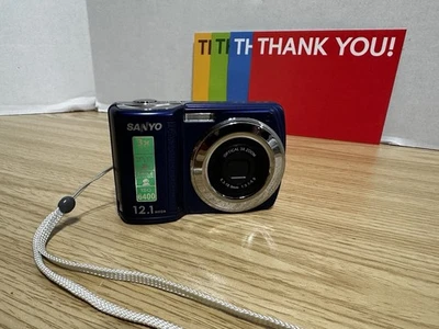 Sanyo VPC-S120 Digital Camera 12.1MP 3X Zoom Blue Cable, Case, 2GB Card TESTED! - Image 1 of 4
