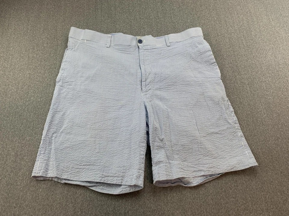 Pantalones Cortos Louis Raphael Rosso Para Hombre 38 Azul Blanco Seersucker Rayas Verano Algodón Foto 1 de 4