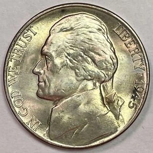 1945-D Jefferson Silver War Nickel Brilliant Uncirculated BU Coin #20164 - Picture 1 of 3