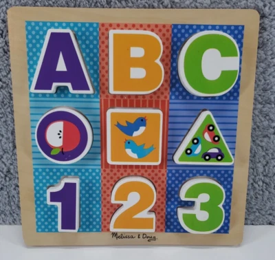 Melissa & Doug First Play Wooden ABC-123 Chunky Puzzle 9pc Ages 12mo Toddler Toy - Image 1 of 4