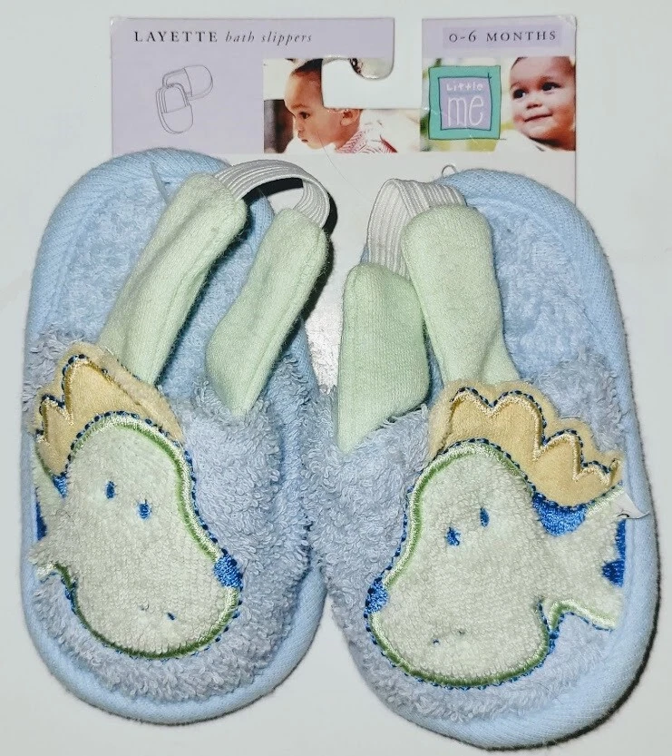 Blue Bath Slippers 0 - 6 Months New BOY On Card LITTLE ME - Image 1 of 1