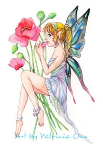 " Fairy with Ocarina " 5x7 Limited Edition Print Fairy Theme Art by Patricia - Picture 1 of 1