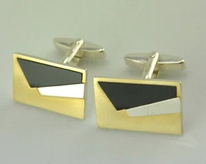 Gemelos - plata 925 ""dorados y ónix - Imagen 1 de 3