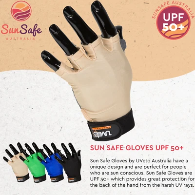Sun Safe Gloves UPF 50+ UVeto Australia Fishing Kayaking Cycling Stand Up Board - image 1 of 4