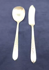 Adelsteller "Royal Rose" 1 Buttermesser und 1 Zuckerlöffel Silberteller 30er Jahre - Bild 1 von 9