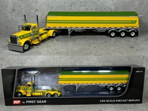 1/64 Peterbilt 379 With Distinction Lode King Grain Trailer Yellow/Green DCP - Picture 1 of 5
