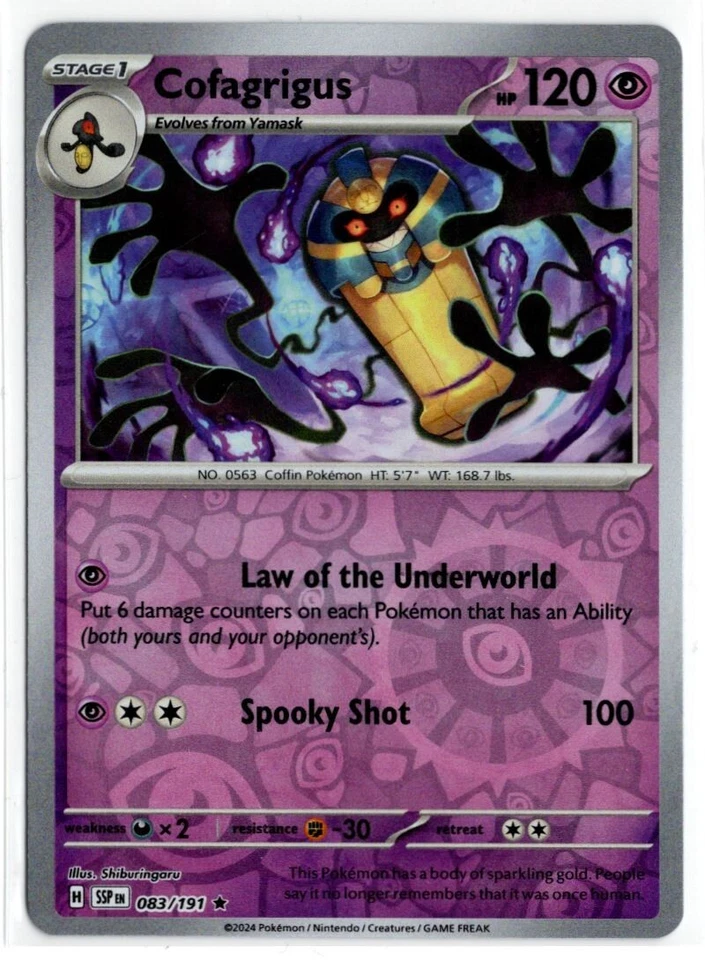 Pokemon Surging Sparks Reverse Holo 083/191 Cofagrigus - Image 1 of 1
