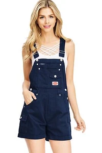 Revolt Women's Juniors Classic Twill Short Overalls - Picture 1 of 17