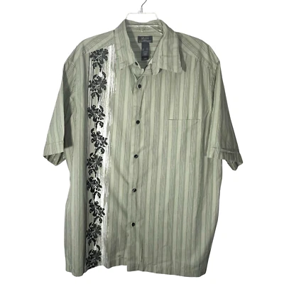 Camisa de hombre Crazy Horse manga corta abotonada verde a rayas XXL Foto 1 de 4