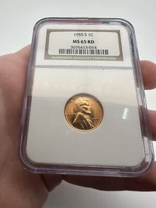 1955-S LINCOLN WHEAT CENT NGC MS65 RD - Picture 1 of 2