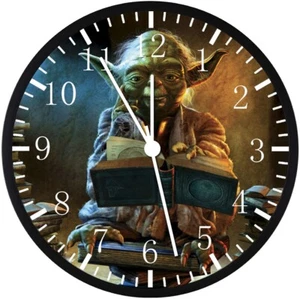 Yoda Starwars Black Frame Wall Clock Large 12" Glass Face Non-Ticking E416 NEW - Picture 1 of 5
