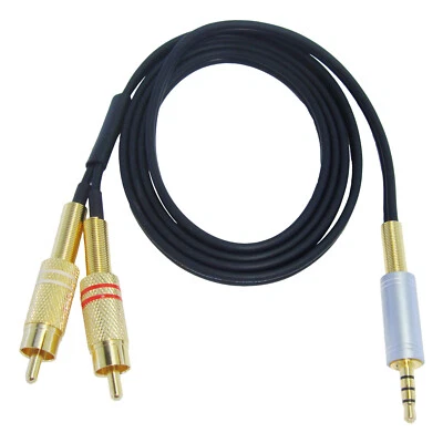 2x RCA Phono to 3.5 mm TRRS Microphone Recording Lead - DJ Mixer Streaming Cable - Image 1 of 4